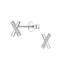 Silver Cross Stud Earrings - 22406