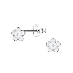 Silver Flower Stud Earrings - 22660