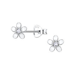 Silver Flower Stud Earrings - 22662