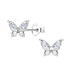 Silver Butterfly Stud Earrings  - 22407