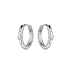 11mm Silver Patterned Huggie Earrings - 22707