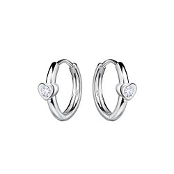 11mm Silver Heart Huggie Earrings - 22709