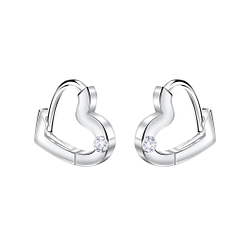 11mm Silver Heart Huggie Earrings - 22721