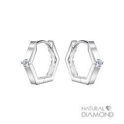 11mm Silver Geometric Huggie Earrings With Diamond - 22724