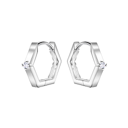 11mm Silver Geometric Huggie Earrings - 22723