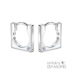 11mm Silver Square Huggie Earrings With Diamond - 22726