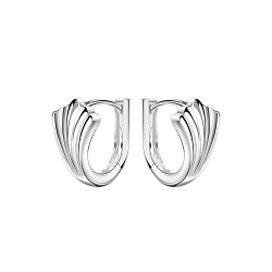 12mm Silver Leaf Huggie Earrings - 22451