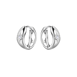 12mm Silver Geometric Huggie Earrings - 22452