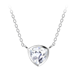 6mm Trillion Cubic Zirconia Silver Neckalce - 22386