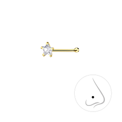 3mm Star Cubic Zirconia Silver Nose Stud With Ball - 22390