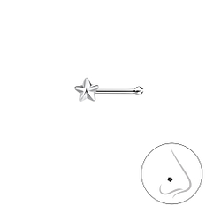 Silver Star Nose Stud With Ball - 22525