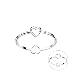 Silver Double Sided Heart Ring - 22836