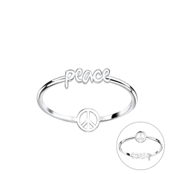 Silver Double Sided Peace Sign Ring - 22839