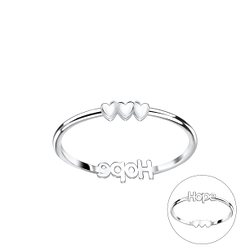Silver Double Sided Hope and Heart Ring - 22829