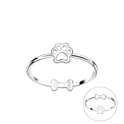 Silver Double Sided Dog Lover Ring - 22833
