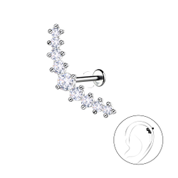 Silver Geometric with Titanium Labret - 22736