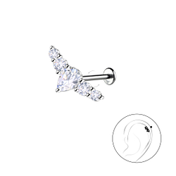 Silver Geometric with Titanium Labret - 22737