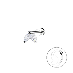 Silver Geometric with Titanium Labret - 22739