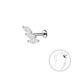 Silver Geometric with Titanium Labret - 22742