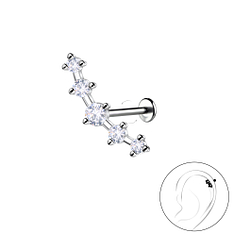 Silver Geometric with Titanium Labret - 22743