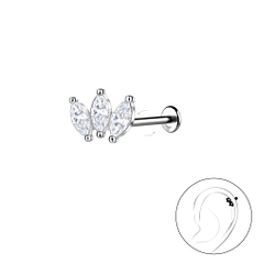 Silver Geometric with Titanium Labret - 22746