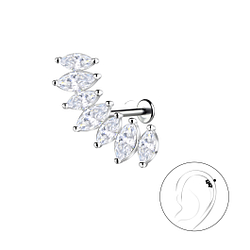 Silver Geometric with Titanium Labret - 22748