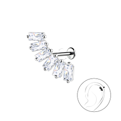 Silver Geometric with Titanium Labret - 22749