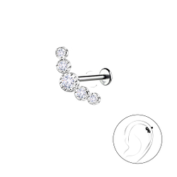 Silver Geometric with Titanium Labret - 22750