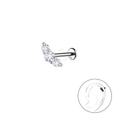 Silver Geometric with Titanium Labret - 22751