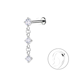 Silver Hanging Stones with Titanium Labret - 22753