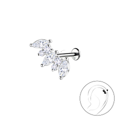 Silver Geometric with Titanium Labret - 22754