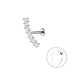 Silver Geometric with Titanium Labret - 22756