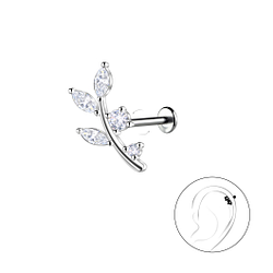 Silver Leaf with Titanium Labret - 22757