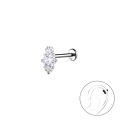 Silver Geometric with Titanium Labret - 22759 Silver Geometric with Titanium Labret - 22759