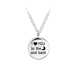 Silver I love You to the Moon and back Necklace - 23092