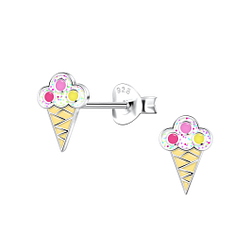 Silver Ice Cream Stud Earrings - 22902
