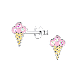 Silver Ice Cream Stud Earrings - 22901