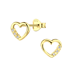Silver Heart Stud Earrings - 22923