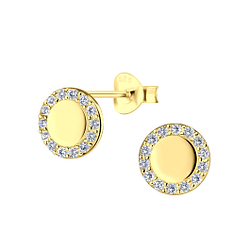 Silver Round Stud Earrings - 22924