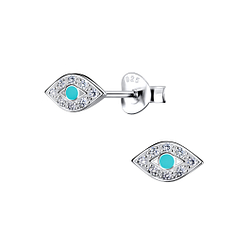 Silver Evil Eye Stud Earrings - 22999