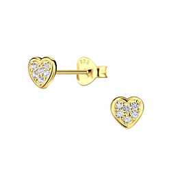 Silver Heart Stud Earrings - 22934