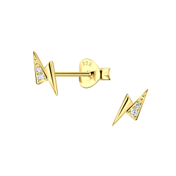 Silver Thunder Bolt Stud Earrings - 22928