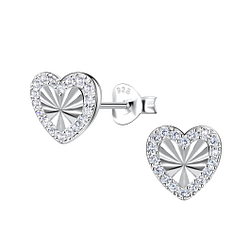 Silver Heart Stud Earrings - 22907