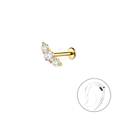 Silver Geometric with Titanium Labret - 23060