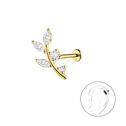 Silver Leaf with Titanium Labret - 23093 Silver Leaf with Titanium Labret - 23093