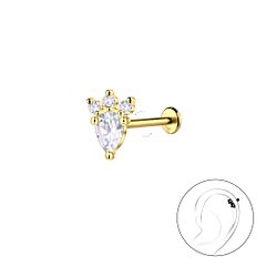 Silver Geometric with Titanium Labret - 23098 Silver Geometric with Titanium Labret - 23098