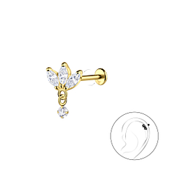 Silver Flower with Titanium Labret - 23107 Silver Flower with Titanium Labret - 23107