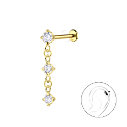 Silver Hanging Stones with Titanium Labret - 23074 Silver Hanging Stones with Titanium Labret - 23074