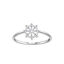 Silver Ship Wheel Ring - 23029