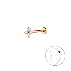 Silver Flower with Titanium Labret - 23013